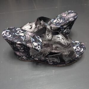Gothic skull butterfly wedge sandals